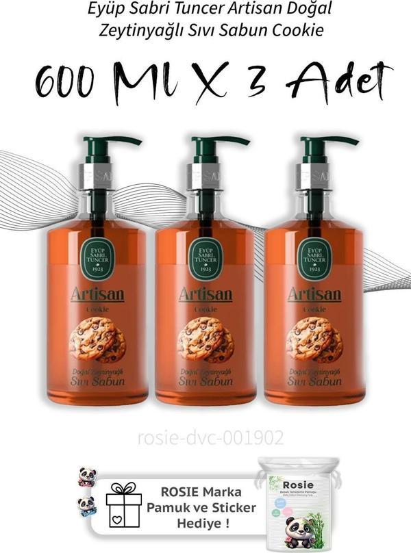 Eyüp Sabri Tuncer Artisan Doğal Zeytinyağlı Sıvı Sabun Cookie 600 ml  X3 - Image 1
