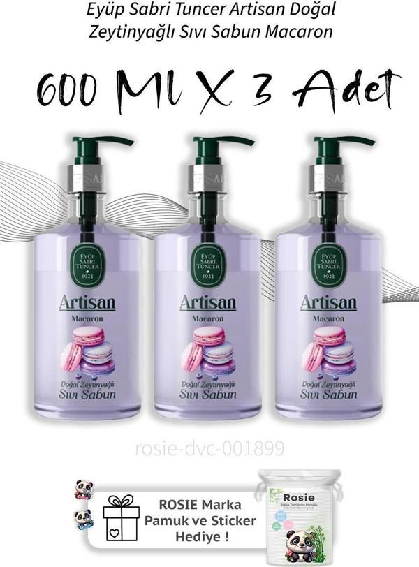 Eyüp Sabri Tuncer Artisan Doğal Zeytinyağlı Sıvı Sabun Macaron 600 ml  X3 - Image 1