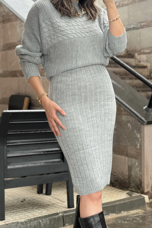 Premium Kumaş Croplu İkili Triko Takım - Image 1