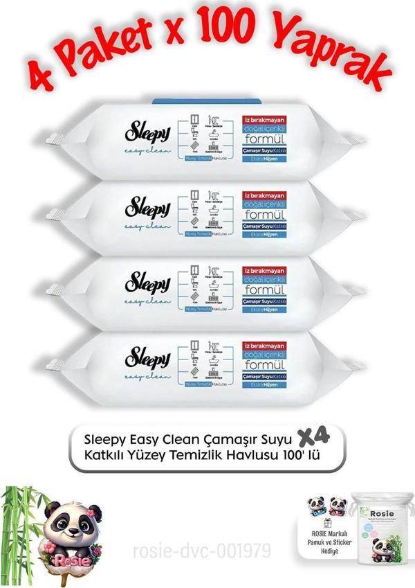 Sleepy Çamaşır Suyu Katkılı Yüzey Temizlik Havlusu 100' lü X 4 ve Rosie pamuk - Image 1