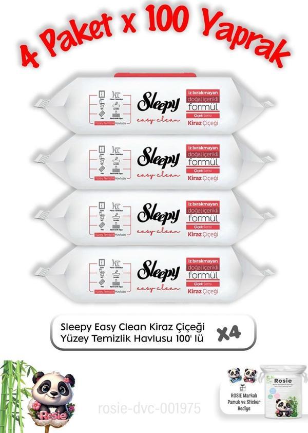 Sleepy Kiraz Çiçeği Yüzey Temizlik Havlusu 100' lü X 4 ve Rosie Pamuk - Image 1