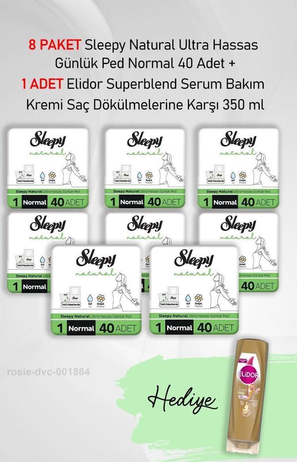 Sleepy Natural Günlük Ped Normal 40 Adet X 8 ve Elidor 350 ml - Image 1