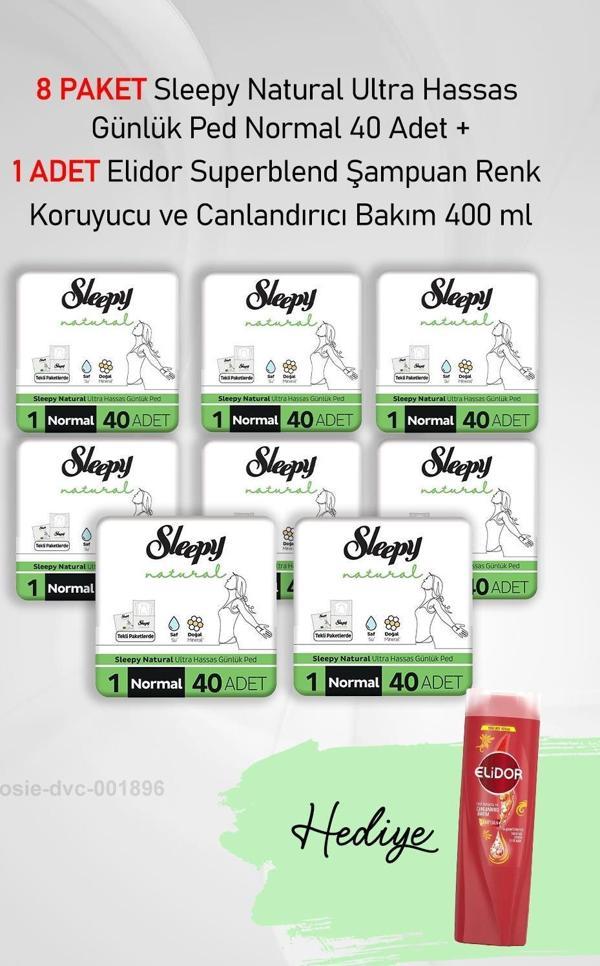 Sleepy Natural Günlük Ped Normal 40 Adet X 8 ve Elidor Hediye 400 ml - Image 1
