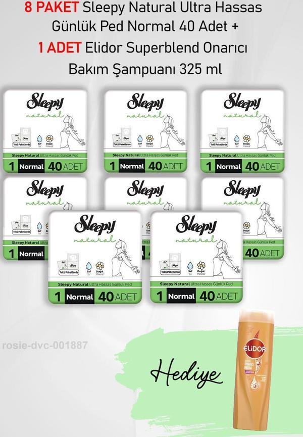Sleepy Natural Günlük Ped Normal 40 Adet X 8 ve Hediye Elidor 325 ml - Image 1