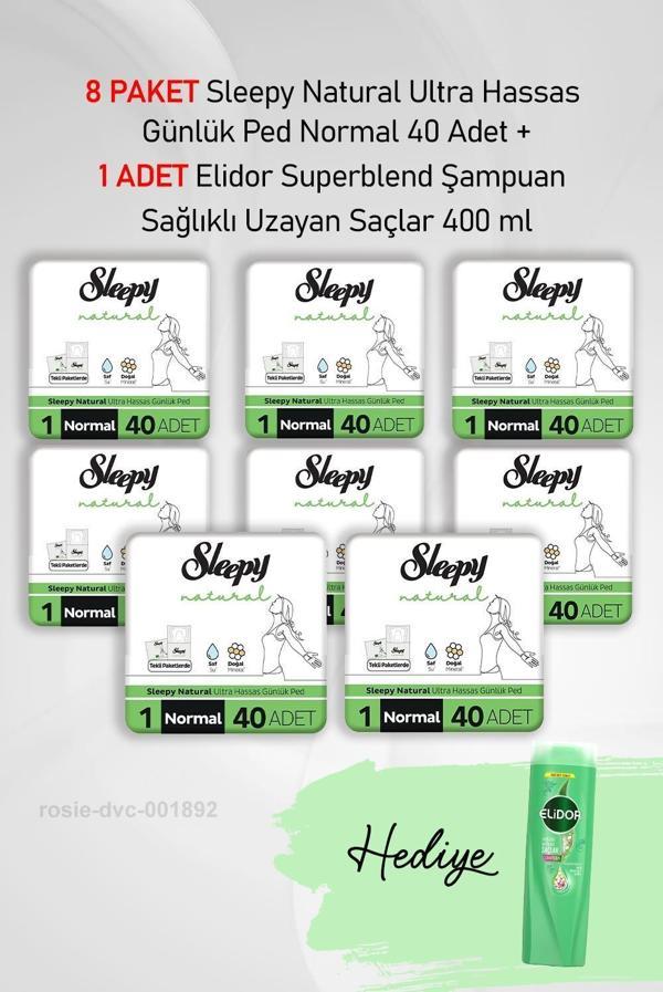 Sleepy Natural Günlük Ped Normal 40 Adet X 8 ve Hediye Elidor 400 ml - Image 1