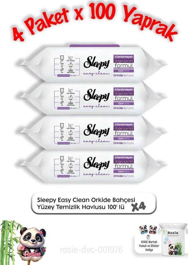 Sleepy Orkide Bahçesi Yüzey Temizlik Havlusu 100' lü X 4 ve Rosie Pamuk - Image 1