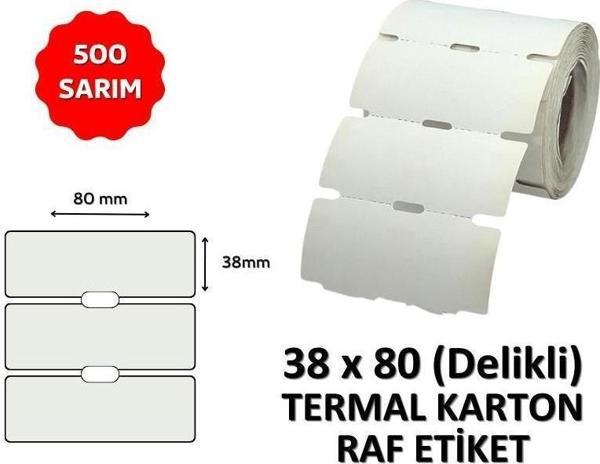 Elitrulo Termal Karton Raf Etiketi 38x80 DELİKLİ - 500 Adet - Image 1