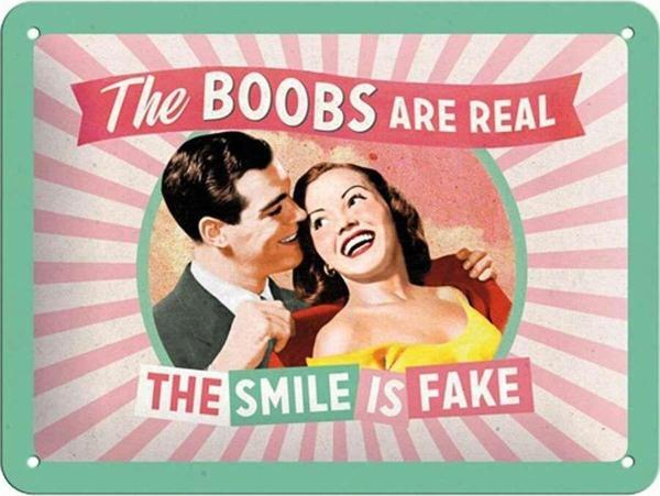 Nostalgic Art The Boobs Are Real Kabartmalı Metal Duvar Panosu - Image 1