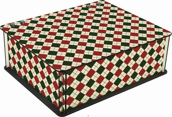 WuW Yılbaşı Özel Desenli 6 Bölmeli Ahşap Çay Kahve Saklama Kutusu - Image 1