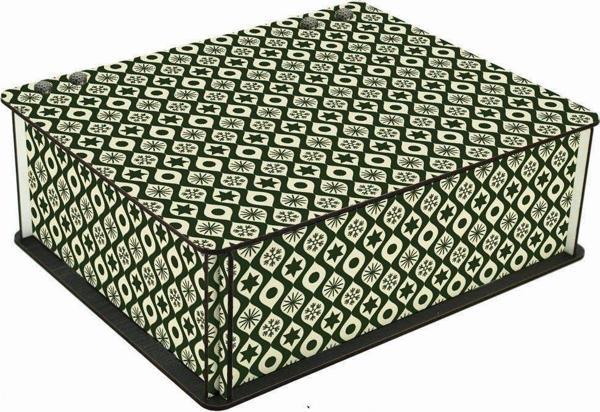 WuW Yılbaşı Özel Desenli 6 Bölmeli Ahşap Çay Kahve Saklama Kutusu - Image 1