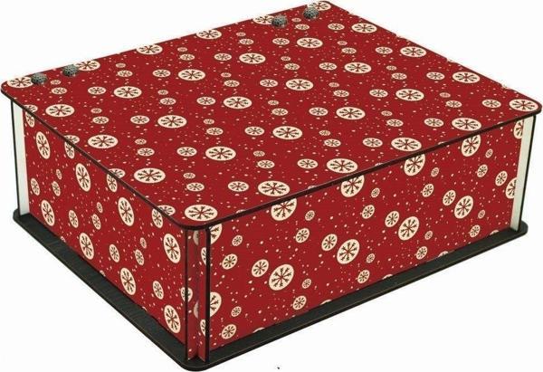 WuW Yılbaşı Özel Desenli 6 Bölmeli Ahşap Çay Kahve Saklama Kutusu - Image 1