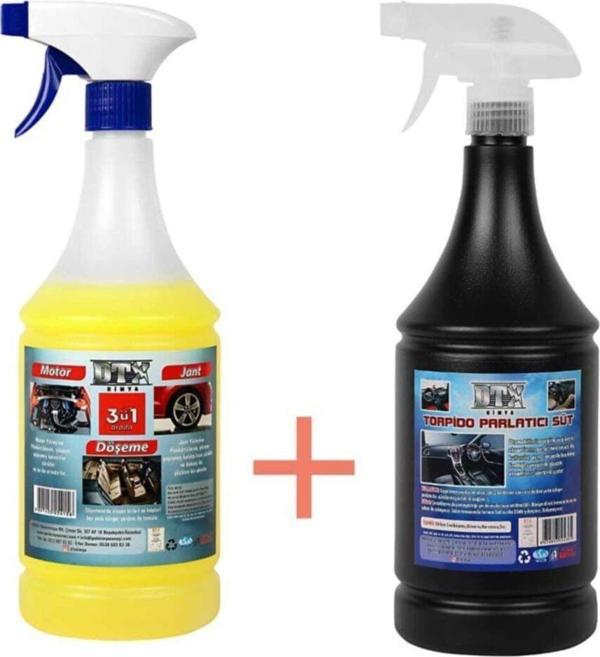 Dtx Kimya Döşeme Jant Ve Motor Temizleme Sıvısı Yağ Sök. 1 Lt & Torpido Parlatıcı Süt 500 Ml - Image 1