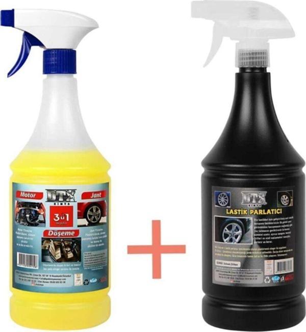 Dtx Kimya Döşeme Jant Ve Motor Temizleme Sıvısı Yağ Sökücü 1 Lt & Lastik Parlatıcı Jel 500 Ml - Image 1