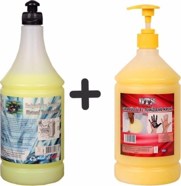 Dtx Kimya Oto Kalorifer Ve Petek Temizleme Ilacı (Solventli) 1 Litre + Granüllü El Temizleme Kremi 1 Lt - Image 1