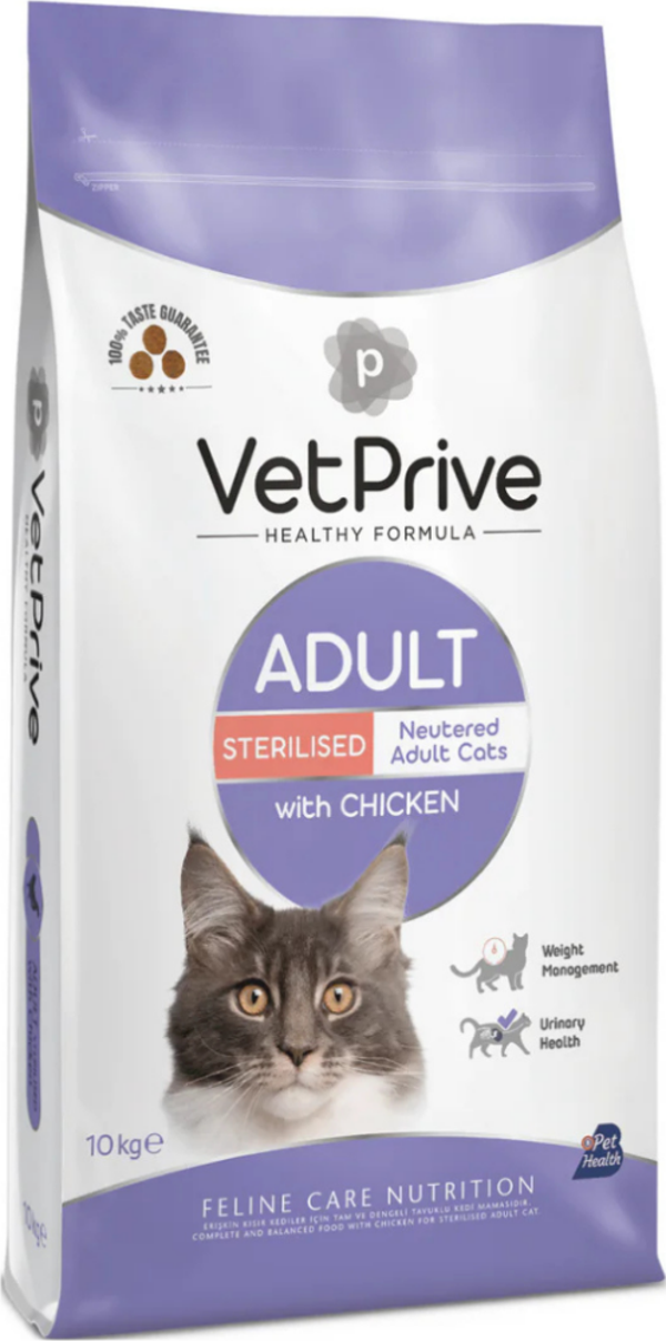 VetPrive Sterilised Tavuklu Kısırlaştırılmış Kedi Maması 10 Kg - Image 1