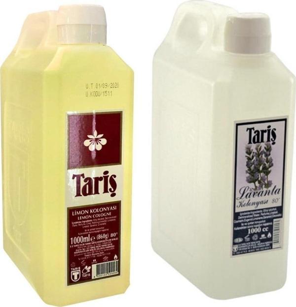 Tariş 80 Derece Limon Kolonyası Bidon 1Lt+ 80 Derece Lavanta Kolonyası Bidon 1Lt - Image 1