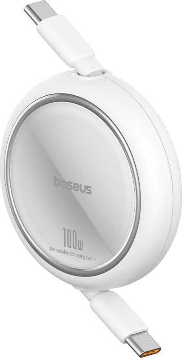 Baseus Free2 Draw Mini Beyaz P10364500211-00 1Mt 100W Pd Makaralı Type-C To Type-C Şarj Kablosu - Image 1