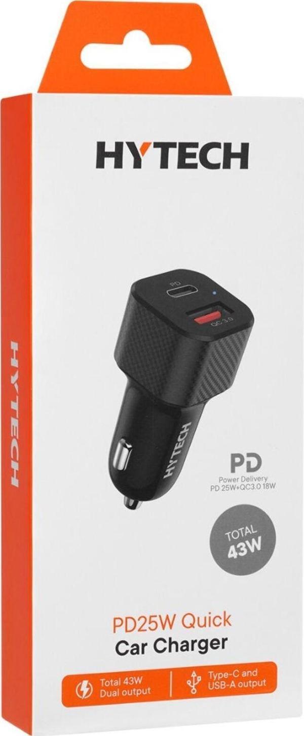 Hytech Hy-X49 43W Pd 25W + Usb Qc3.0 Siyah Araç Şarj Cihazı - Image 1