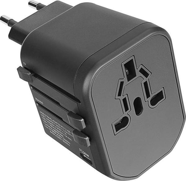 S-Link Sl-Wl20Pd 2-Usb 2.4A + Pd 20W Yedek Akım Sigortalı 100-240V Universal Çevirici Priz Adaptör - Image 1