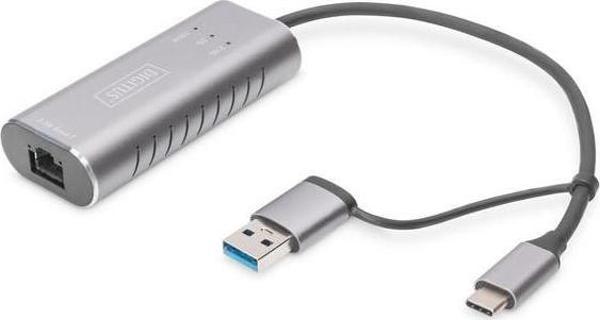 Digitus Dn-3028 Usb Tip C Gigabit Ethernet Adaptörü 2.5G, Usb-C + Usb-A (Usb 3.1-3.0) - Image 1