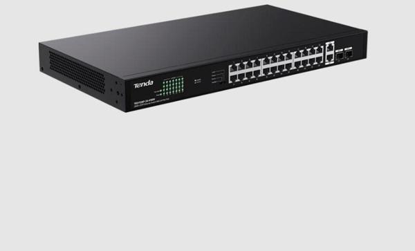 Tenda Teg1128P-24-410W 24 Port Poe+ 10-100-1000 2 Port Sfp 2 Port Uplink Switch Çelik Kasa - Image 1