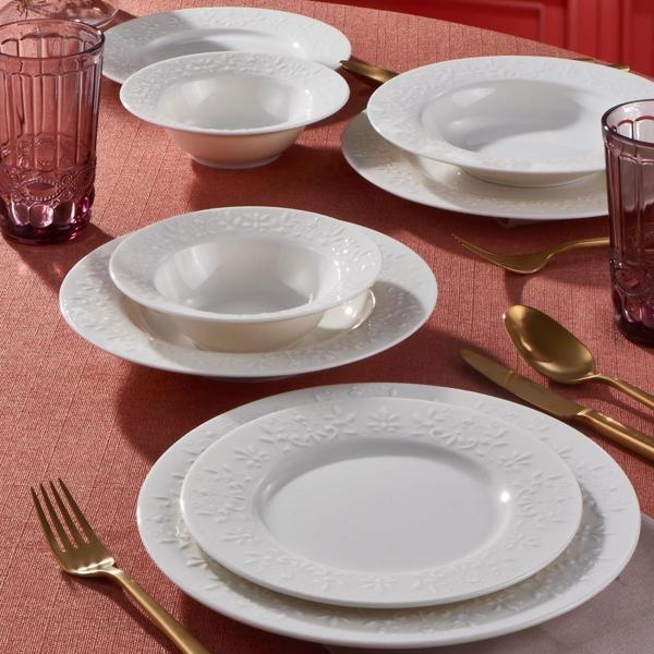 GÜRAL PORSELEN Dilruba 24 Parça 6 Kişilik Bone Yemek Takımı - Image 1