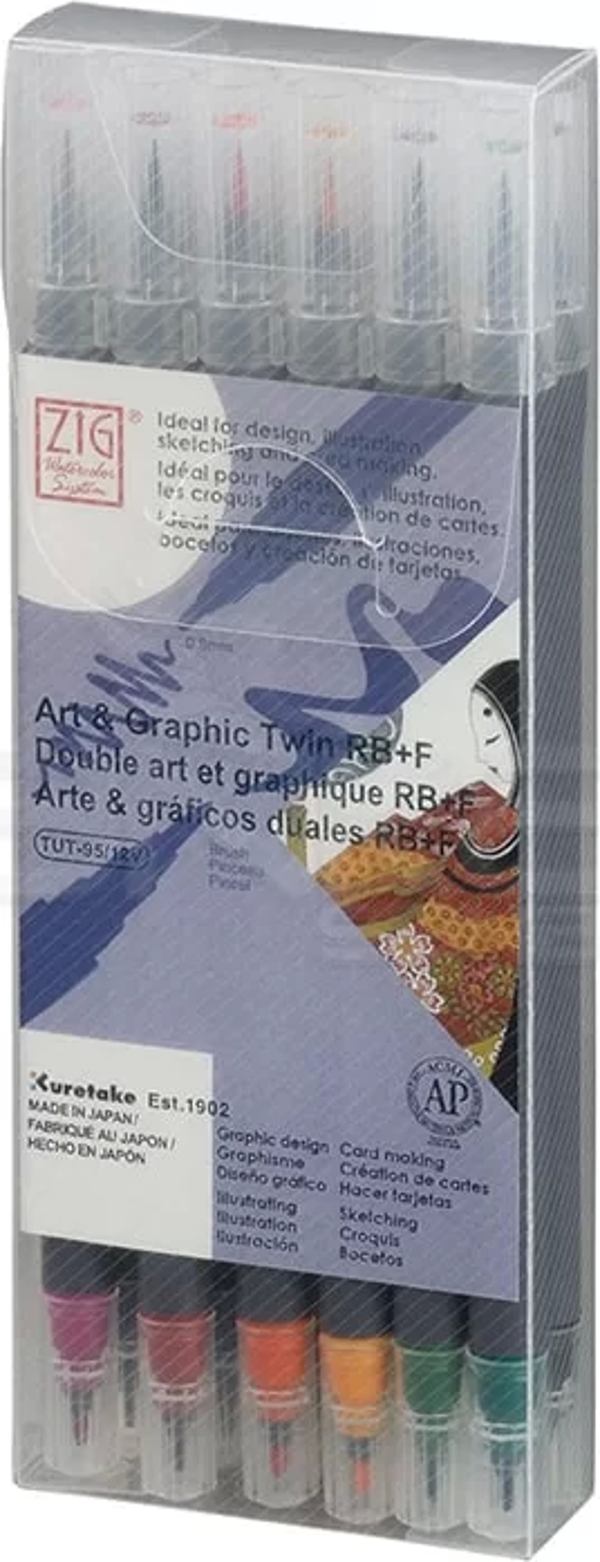 Zig Art & Graphic Twin RB+F Çift Uçlu Çizim Kalemi 12li Set TUT-95/12VDE - Image 1