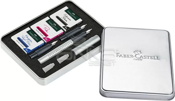 Faber-Castell Grip 2011 Dolma Kalem Kaligrafi Set Gümüş - Image 1