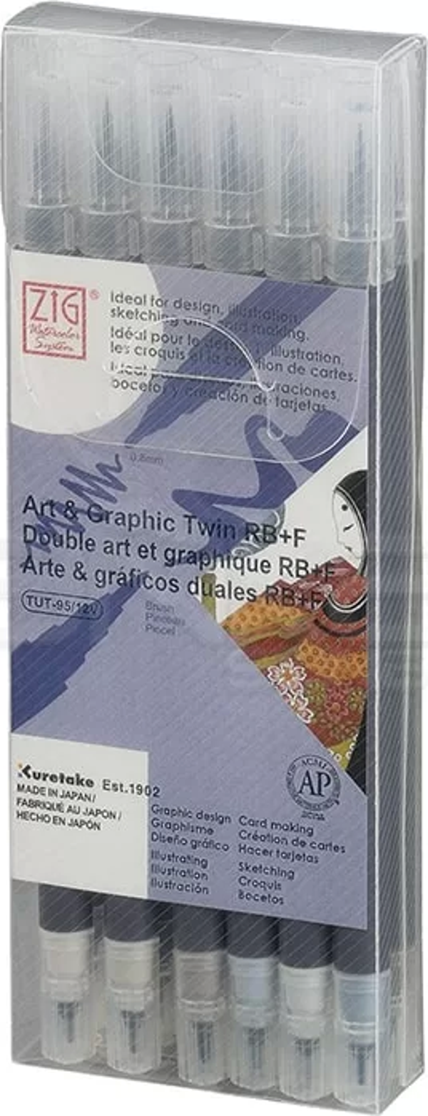 Zig Art & Graphic Twin RB+F Çift Uçlu Çizim Kalemi 12li Set TUT-95/12VGR - Image 1