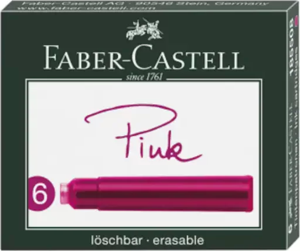 FABER-CASTELL GRİP DOLMA KALEM KARTUŞU PEMBE 6LI (185508) - Image 1