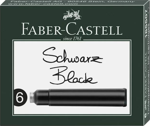 FABER-CASTELL GRİP DOLMA KALEM KARTUŞU SİYAH 6LI (185507) - Image 1