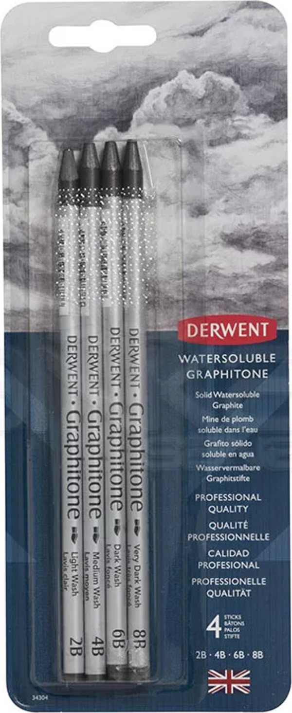 Derwent Watersoluble Graphitone Aquarel Grafit Kalem 4lü Set - Image 1