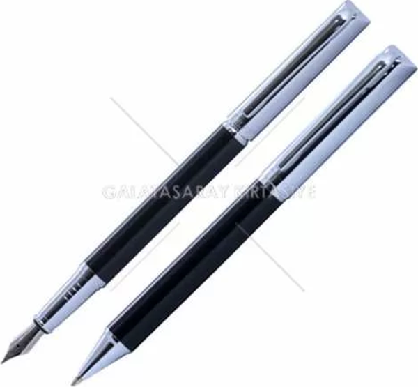 Steelpen Dolmakalem + Tükenmez Plus Siyah Krom Desenli 5083 - Image 1