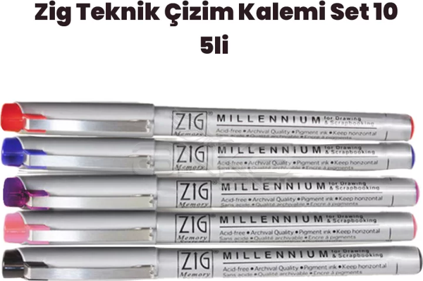 Zig Teknik Çizim Kalem Set 10 5li 0,8mm - Image 1