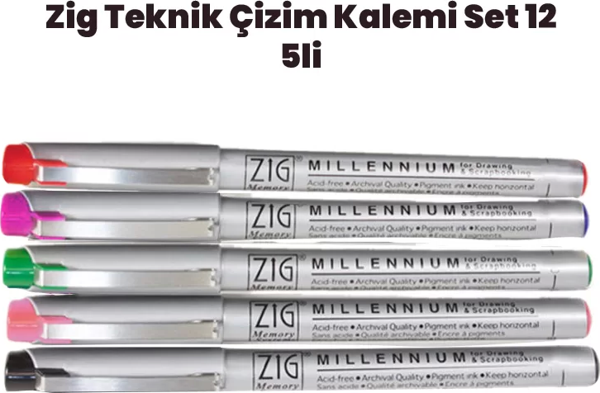 Zig Teknik Çizim Kalem Set 12 5li 0,05mm - Image 1