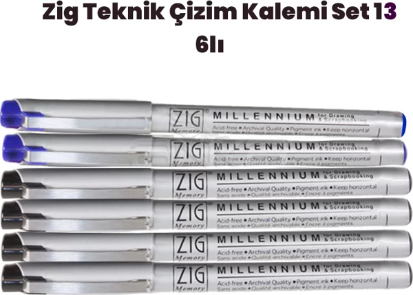 Zig Teknik Çizim Kalem Set 13 6lı - Image 1