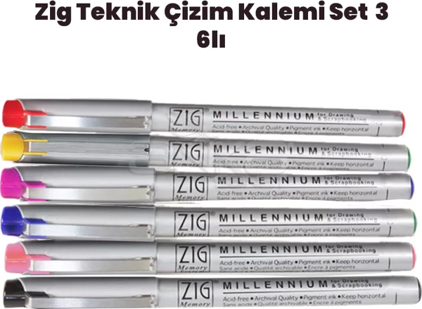 Zig Teknik Çizim Kalem Set 3 6lı 0,1mm - Image 1
