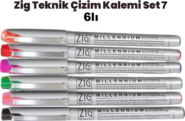 Zig Teknik Çizim Kalem Set 7 6lı 0,8mm - Image 1