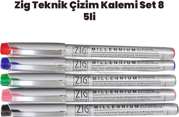 Zig Teknik Çizim Kalem Set 8 5li 0,1mm - Image 1