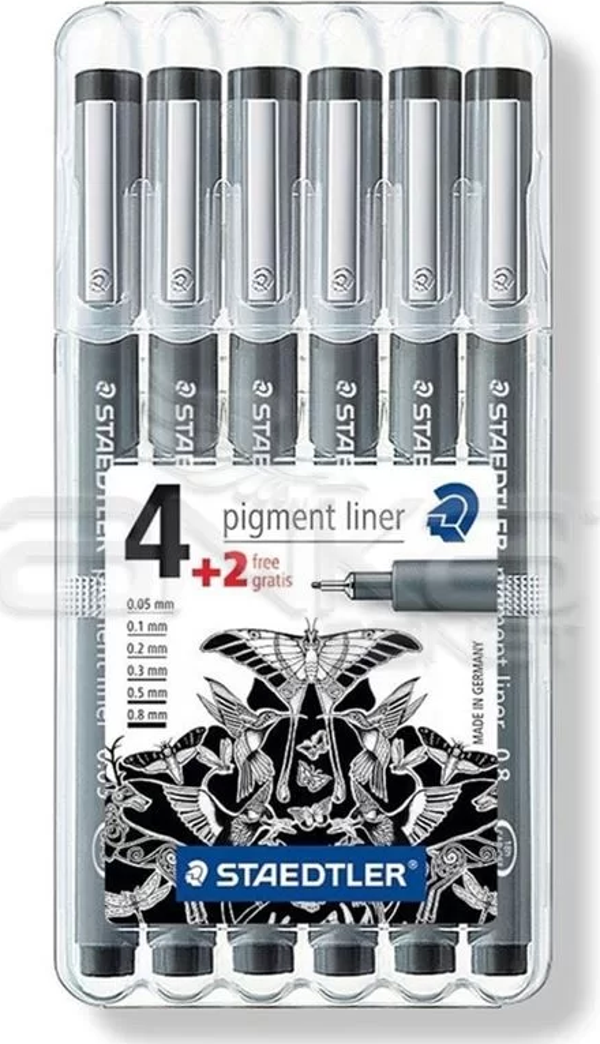 Staedtler Pigment Liner Siyah Çizim Kalemi 4+2 Set - Image 1
