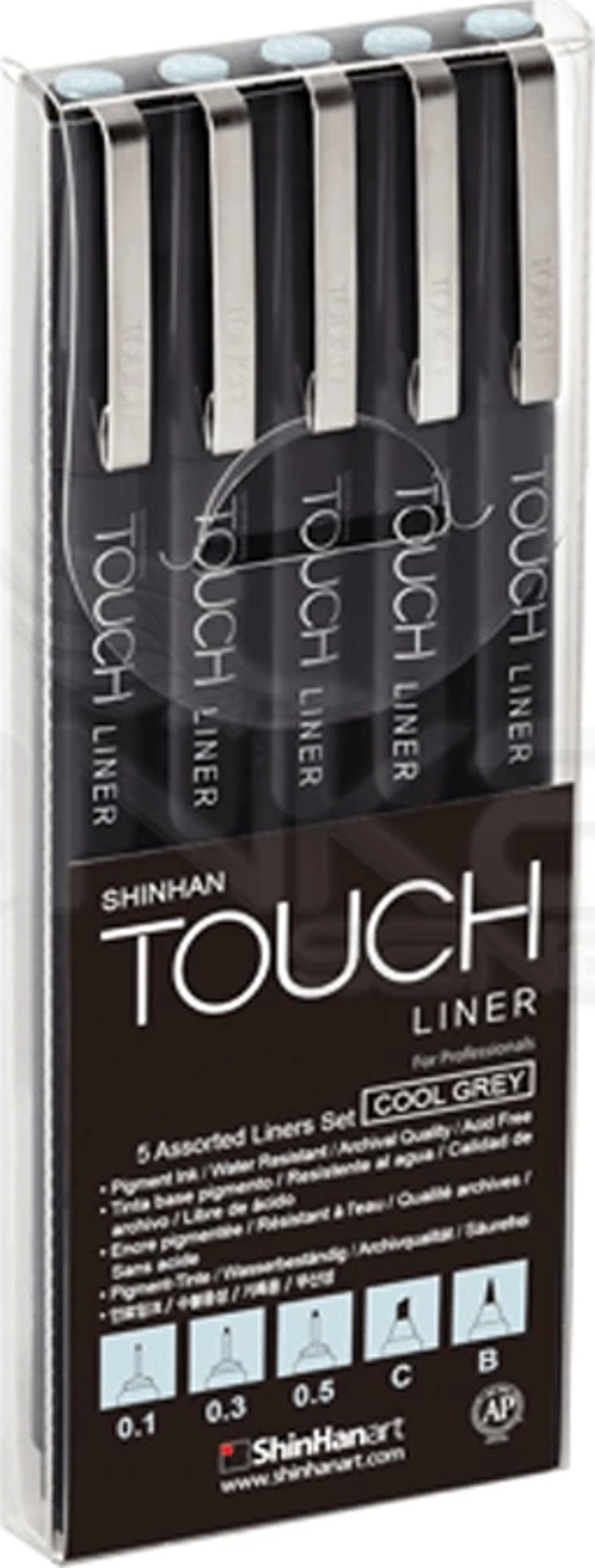 Touch Liner Teknik Çizim Kalemi 5li Set Cool Grey SH4101205 - Image 1