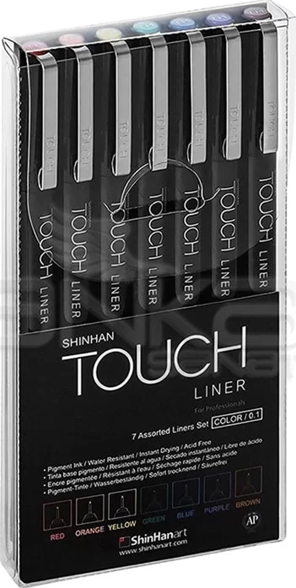 Touch Liner Teknik Çizim Kalemi 7li Set Renkli SH4105007 - Image 1
