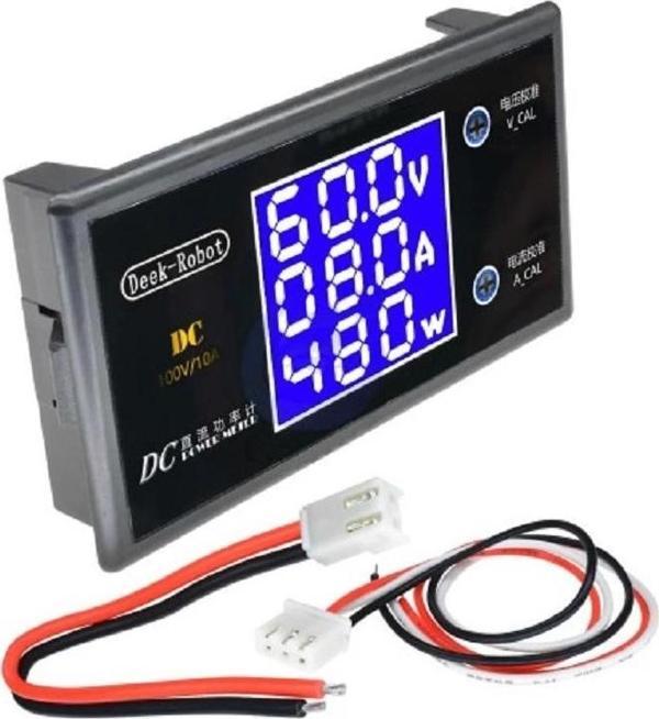 Dc 0-100V 10A Digital Voltmetre Ampermetre ve Wattmetre Deekrobot 0-1000W Mavi LCD - Image 1