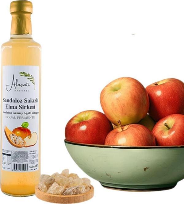 Alaçatı Naturel Sandaloz Sakızlı Elma Sirkesi Doğal Fermente 500 ml e - Image 1