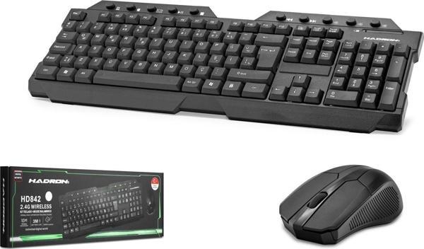 Hadron HD842 Türkçe-Q Multimedia 1600dpi 2.4Ghz USB Kablosuz Klavye Mouse Set - Siyah - Image 1