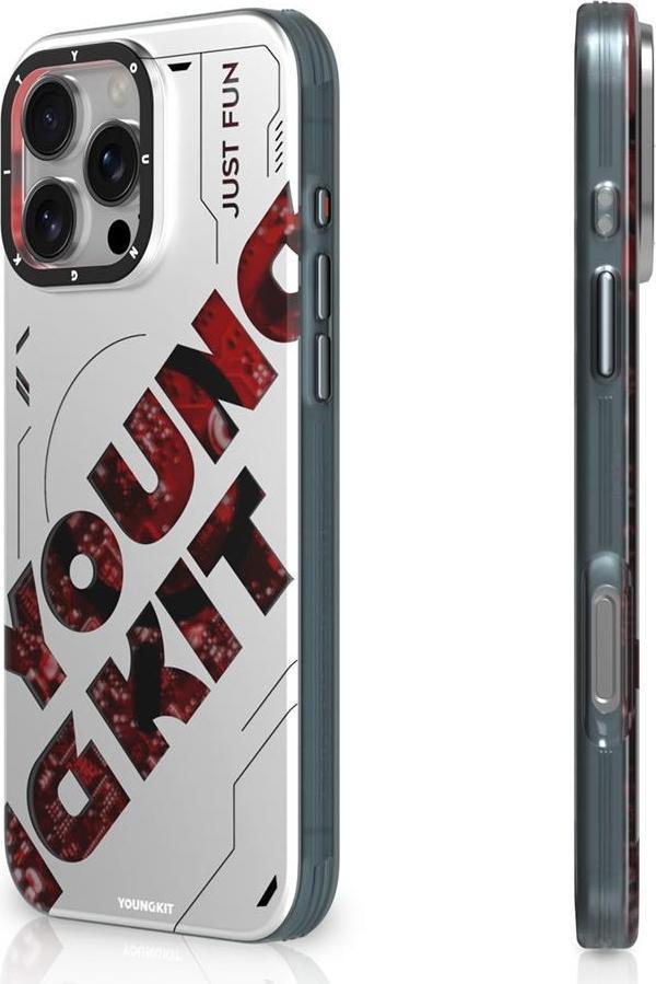 iPhone 16 Pro Kılıf Magsafe Özellikli Airbagli Çift Katmanlı Youngkit Future Serisi Kapak Kırmızı - Image 1