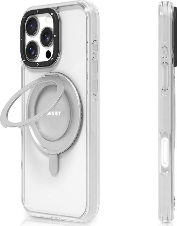 iPhone 16 Pro Kılıf Magsafe Şarj Özellikli Parmak Ring Standlı Youngkit Pivot Serisi Kapak Şeffaf - Image 1