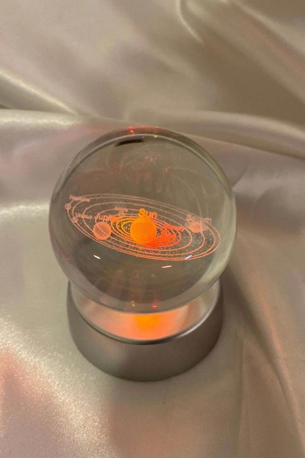3D Led Işık Cam Küre Çok Işıklı Pilli Samanyolu Güneş Sistemi 6 cm - Image 1