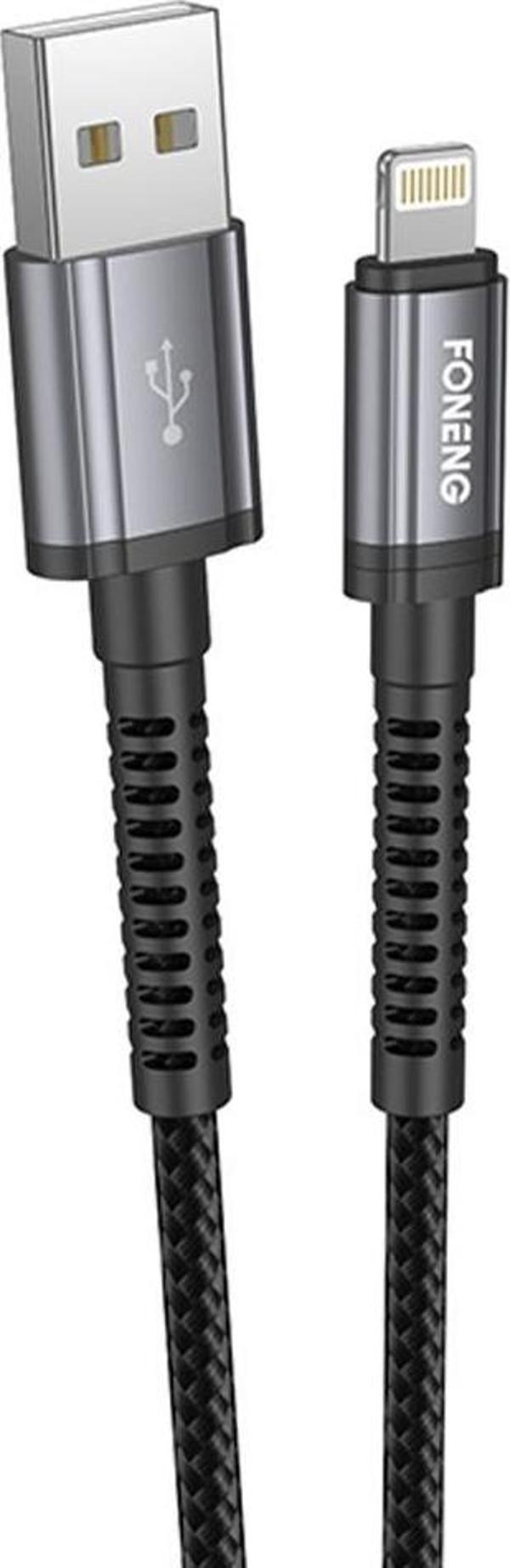 Foneng X83 Usb To Lightning Şarj Ve Data Kablosu İp Örgülü 1,2M - Image 1