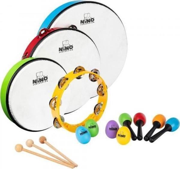 Nino NINOSET9 Kids Mixed Rhythm Set (Maracas, 4 Egg-shaker, 2 Hand Drums, Tambourine, headed Tambourine) - Image 1